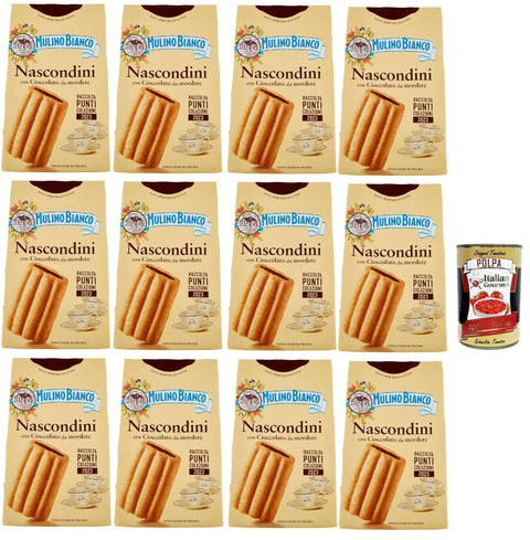Italian Gourmet Kekse Mulino Bianco Biscotti Nascondini 12x 330g Italien kekse biscuits cookies kuchen, Frühstückskekse, Kekse mit Schokolade zum beißen + Italian Gourmet polpa 400g 8032804040014