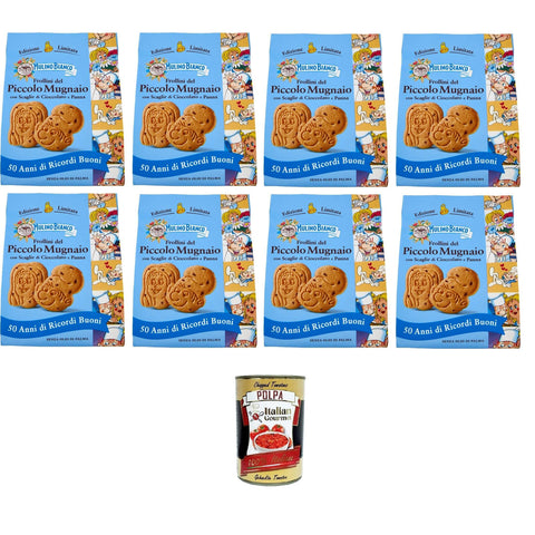 Mulino Bianco Frollini del Piccolo Mugnaio con scaglie di cioccolato e panna Piccolo Miller Kekse mit Schokoladenflocken und Sahne Limited Edition 8x300 gr italienisch Original