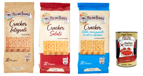 Mulino Bianco Testpaket Cracker Integrali Salati Non Salati Salzgebäck kekse 3x 500 g gesalzen, reich an Ballaststoffen italienisch Original