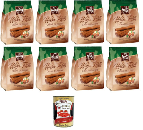 Naty Premium Wafer Rolls Hazelnut Cream Haselnusscreme Waffeln, Sandwiches, 8x100 gr Kekse italienisch Original