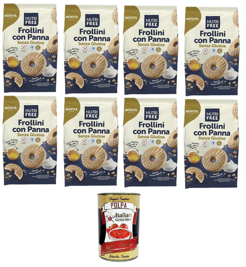 Italian Gourmet Kekse Nutrifree Frollini con Panna senza glutine Glutenfreie Kekse mit Sahne 8x250gr + Italian Gourmet polpa 400g 8032804040014