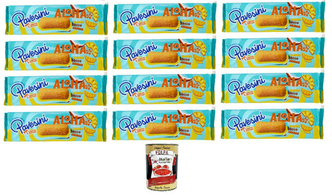 Pavesi Pavesini Aloha Snack Kekse mit Mango Kokos Ananas Geschmack, limitierte Auflage, 12 x 200 g italienisch Original