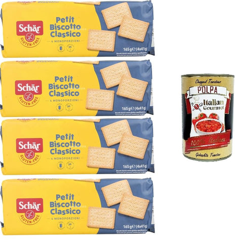 Italian Gourmet Kekse Schar Petit Biscotto classico senza glutine Schar Petit Classic glutenfreier Keks 4x165gr + Italian Gourmet polpa 400g 8032804040014