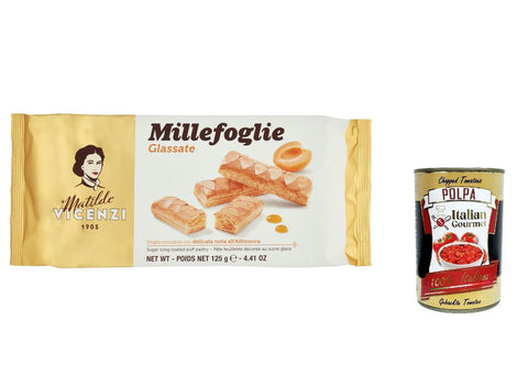Vicenzi MilleFoglie D'Italia Mini Snack mit Mit Albicocca Glasur überzogen Italienisches Blätterteiggebäck mit Mit 3x125g Original italienisch Kekse