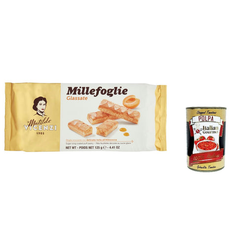 Vicenzi MilleFoglie D'Italia Mini Snack mit Mit Albicocca Glasur überzogen Italienisches Blätterteiggebäck mit Mit 6x125g Original italienisch Kekse