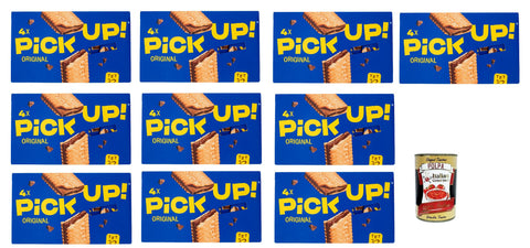 Italian Gourmet Kekse, Zwieback & Chips Pick Up Original ,Milchschokoladentafel im Doppelkeks, 10x 112g Packung, Jede Packung enthält 4 Kekse à 28g + Italian Gourmet Polpa di Pomodoro 400g Dose 8032804040014