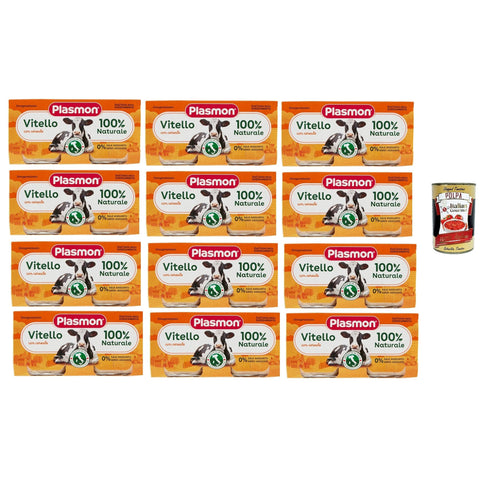 Plasmon Carne Vitello e cereale 12x (2x80 g) Mit italienischem Fleisch, 100% natürlich, ohne Stärken und Räume hinzugefügt italienisch Original