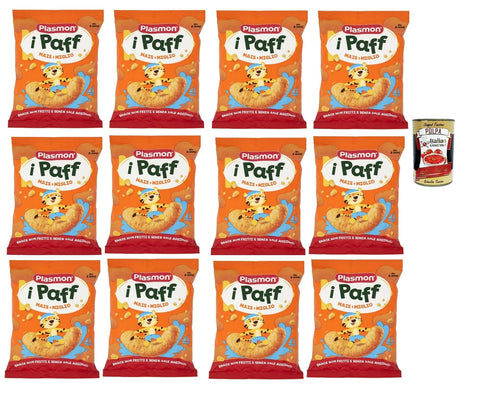 Italian Gourmet Kekse, Zwieback & Chips Plasmon snack Mais e Miglio 12x 15g + Italian Gourmet polpa 400g 8032804040014