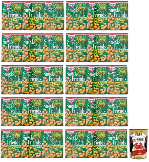 Italian Gourmet Knabberartikel 10x Cameo Snack Friends Arachidi,Geröstete und Gesalzene Erdnüsse im praktischen Vakuumblister, 3x40g + Italian Gourmet Polpa di Pomodoro 400g Dose 8003000030215