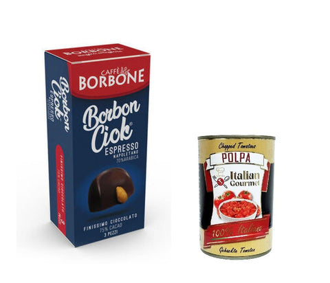 Italian Gourmet Knabberartikel 12x Caffe' Borbone BorbonCiok Pralinen gefüllt mit Borbone Kaffee und feine belgische Schokolade 3st + Italian Gourmet polpa 400g 8034028336508
