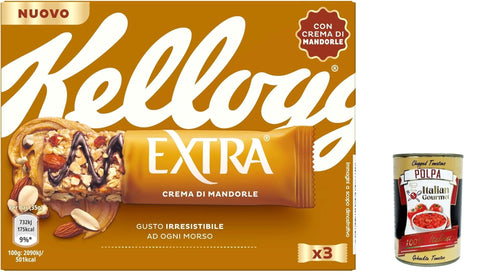 Italian Gourmet Knabberartikel 12x Extra Barretta con Arachidi, Mandorle e Creme di Mandorla, mit Erdnüssen, Mandeln und Mandelcremes 105g + Italian gourmet polpa 400g 5059321004872