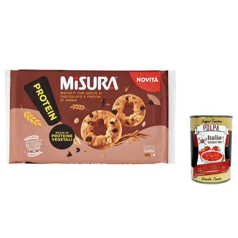Misura Protein Kekse mit Schokoladenstückchen und Haferflocken | Reich an pflanzlichen Proteinen | Italienisches Mehl 260 g 12x italienisch Original + kostenlos