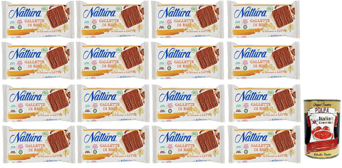 Italian Gourmet Knabberartikel 16x Náttúra, Bio-Reiskuchen mit Milchschokolade überzogen, leckerer und gesunder Snack, tolle Ballaststoffquelle, glutenfrei, 90-g-Packung + Italian Gourmet Polpa di Pomodoro 400g Dose 8032804040014