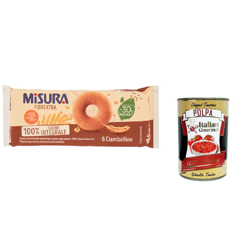 Miusra Ciambelline Integrali Fibraextra Kuchen Vollkornmehl Wholemeal Donuts 230 g 3x italienisch Original Gebäck + kostenlos polpa 400 g
