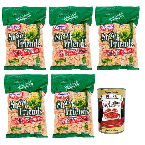 Cameo Snack Friends Misto Salato,Geröstete und Gesalzene Mischung aus Erdnüssen, Cashewnüssen, Haselnüssen und Mandeln,Vakuumverpackungen 250 g italienisch Original