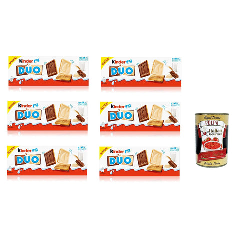 Ferrero Special Kinder Duo Keks mit Milch und weißer Schokolade überzogen 150 g 6x italienisch Original Kekse + kostenlos polpa 400 g