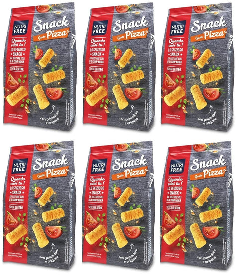Italian Gourmet Knabberartikel 6x Nutrifree Glutenfreier Snack mit Pizzageschmack,Brotersatz,Laktosefrei und Eifrei 100g + Italian Gourmet Polpa di Pomodoro 400g Dose 8008696031577