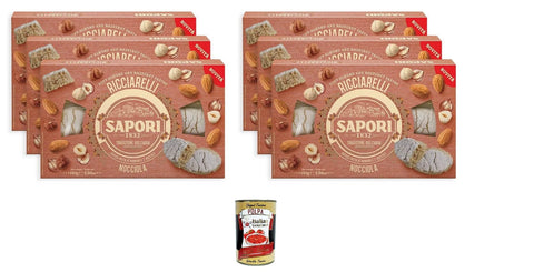 Italian Gourmet Knabberartikel 6x Sapori Ricciarelli Nocciola Haselnuss-Feine und schmackhafte Haselnüsse, aromatische und knackige Mandeln 140gr + Italian Gourmet polpa 400g 8002590084608