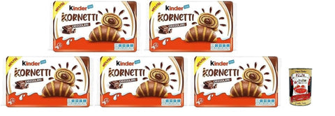 Italian Gourmet Knabberartikel Kinder Cornetti Cioccolato, 5 Packungen, 30 Schokoladen-Croissants, 252g Gesamt, + Italian Gourmet polpa 400g
