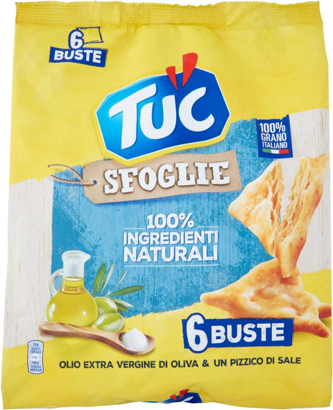 Tuc Sfoglie Natives Olivenöl Extra & eine Prise Salz 6x Multipack 12 x 192 g Knabberartikel italienisch Original