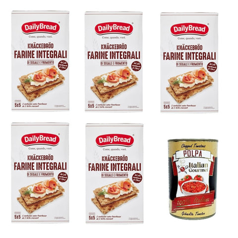 Dailybread Knäckebröd Vollkorn Roggen und Weizenmehl 5x375 g Knäckebrot italienisch Original