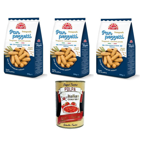 Di Leo Panpezzetti Integrali con acqua di mare Vollkorn Panpezzetti mit Meerwasser 3x200 gr. italienisch Original