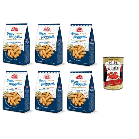 Di Leo Panpezzetti Integrali con acqua di mare Vollkorn-Panpezzetti mit Meerwasser - . 6x200 g italienisch Original Pastasauce + kostenlos Polpa di Pomodoro 400 g