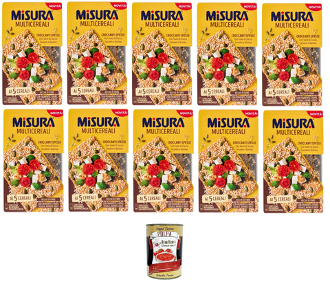 Misura Multicereali Croccanti Mehrkorn Knusperbrei mit Kürbiskernen Sesam und Quinoa 10x200 g italienisch Original Reis + gratis polpa 400 g