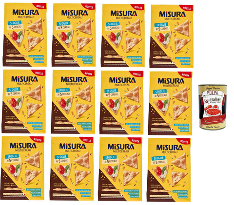 Italian Gourmet Knäckebrot Misura Multicereali Sfoglie ai 5 Cereali Größe Mehrkorn-5-Korn-Blätterteig 12x170 g+ Italian Gourmet Polpa di Pomodoro 400g 8032804040014