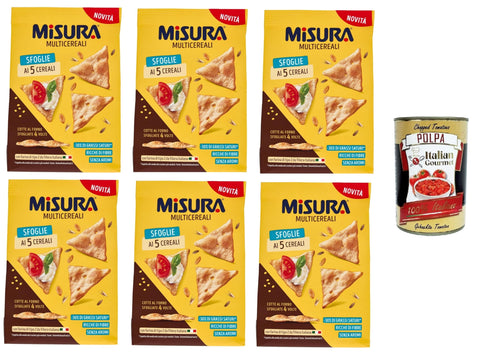 Italian Gourmet Knäckebrot Misura Multicereali Sfoglie ai 5 Cereali Größe Mehrkorn-5-Korn-Blätterteig 6x170 g+ Italian Gourmet Polpa di Pomodoro 400g 8032804040014