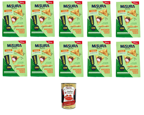 Misura Protein Sfoglie con semi di Chia Protein-Puffs mit Chia-Samen abmessen 12x170 g italienisch Original Pastasauce + gratis Polpa di Pomodoro 400 g