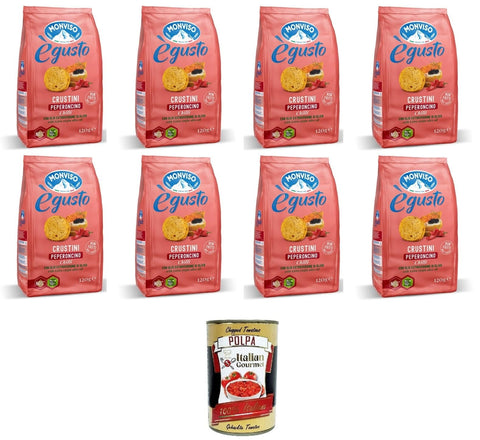 Monviso égusto Crustini Al peperoncino Crustini mit Chilischote 8x 120 gr Knäckebrot italienisch Original