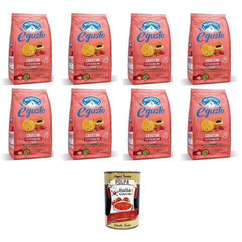 Monviso égusto Crustini Al peperoncino Crustini mit Chilischote 8x 120 gr Knäckebrot italienisch Original