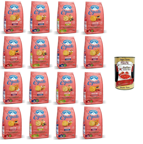 Monviso égusto Crustini Testpaket Klassiker, Oliven, Chili, Knoblauch 12x 120 gr Knäckebrot italienisch Original