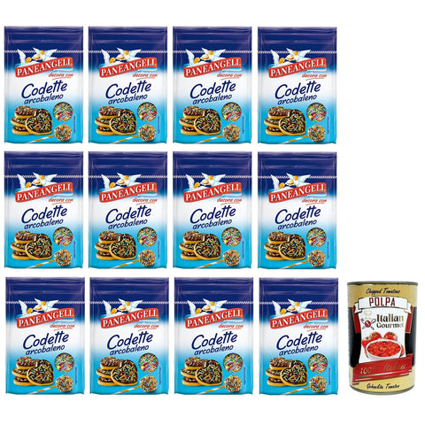 Paneangeli Codette Arcobaleno Dekoration aus mehrfarbigem Konfetti in länglicher Form Wiederverschließbare Packung mit 50 g 12x italienisch Original Pastasauce