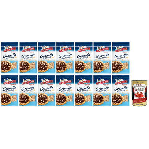 Paneangeli Granella di Nocciole Haselnusskorn gebrauchsfertige Haselnüsse zum Anreichern und Dekorieren von Desserts 50 g 14x italienisch Original Pastasauce +
