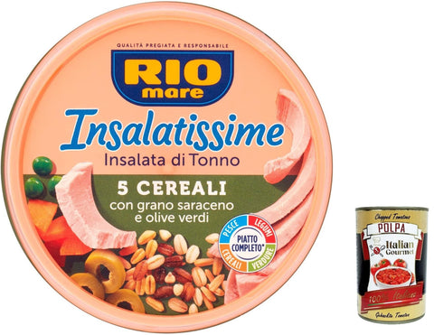 Italian Gourmet Koch- & Backzutaten 3x Rio mare Insalatissime tonno e e 5 cereali Salad Thunfisch mit 5 Getreide 220g + Italian gourmet polpa 400g 8032804040014