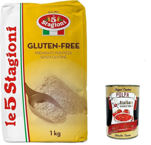 Italian Gourmet Koch- & Backzutaten 6x 5 Stagioni Mehl Farina senza glutine Gluten free Glutenfrei 1Kg + Italian Gourmet polpa 400g 8021274009010