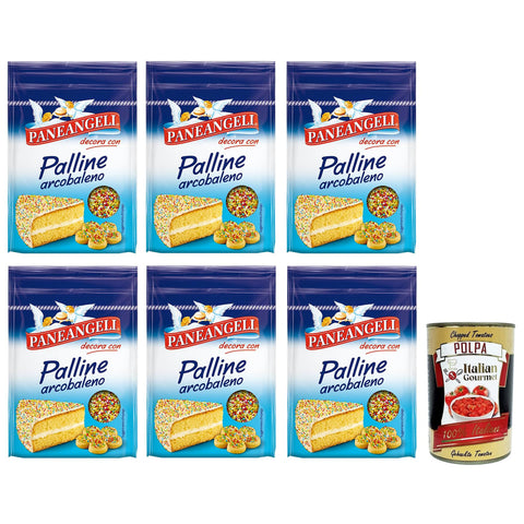 Paneangeli Palline Arcobaleno, Mehrfarbiges Konfetti in runder Form 6x60g Original italienisch Zutat