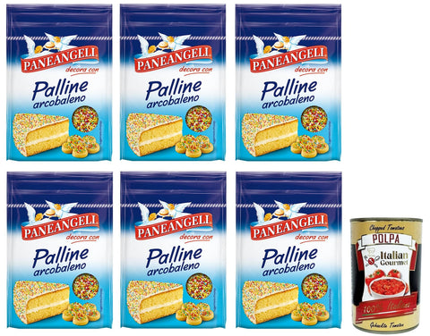 Paneangeli Palline Arcobaleno, Mehrfarbiges Konfetti in runder Form 6x60g Original italienisch Zutat