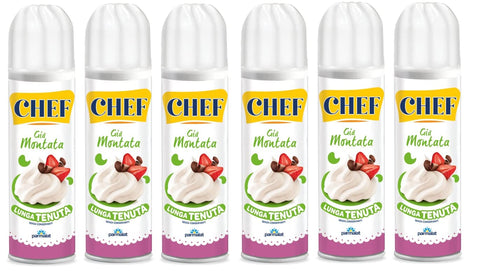 Parmalat Chef Panna Süßwaren Produkt auf Basis von Sahne Creme Spray Sprühdose, Schlagsahne Frei von 6x250g Original italienisch Zutat