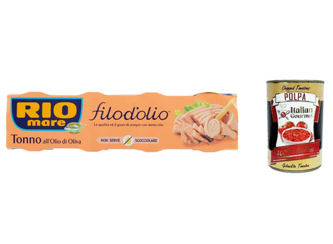 Rio Mare filo d'olio Tonno all'Olio di Oliva, Thunfisch mit weniger Olivenöl 4 x 65 g Koch- & Backzutaten italienisch Original