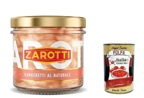 Zarotti Gamberetti al naturale Garnelen in Wasser und Salz erhalten 110 g 6x italienisch Original Pastasauce + gratis polpa 400 g