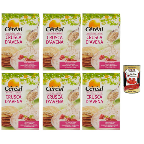 Céréal Crusca D’Avena, Haferbran, Proteinquelle, reich an Ballaststoffen, optimal zum Frühstück und Pfannkuchen, um den Darmbohrloch zu fördern 6x 400 g italienisch Original