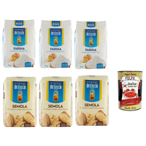 DE CECCO Testpaket, Hartweizengrieß und Weizenmehl 6x1kg Original italienisch Zutat