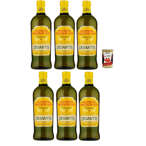 De Santis Olio extravergine di oliva Classico Extra Natives nativ Olive Olivenöl olio di oliva 6x1 Lt 1 L italienisch Original + kostenlos polpa 400 g