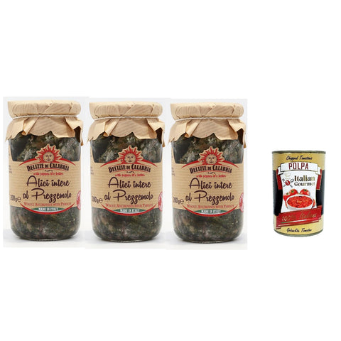 Delizie di Calabria Alici intere al Prezzemolo, Ganze Sardellen mit Petersilie 3x200g Original italienisch Zutat