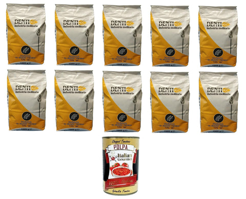 Italian Gourmet Koch- & Backzutaten Denti- Farina di Grano tenero tipo "00" Weichweizenmehl Typ „00“. 10 x 1000gr + Italian Gourmet polpa 400g 8032804040014