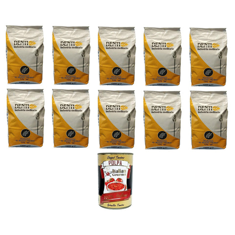 Denti- Farina di Grano tenero tipo "00" Weichweizenmehl Typ „00“. 10 x 1000gr Original italienisch inkl. Italian Gourmet Polpa 400g