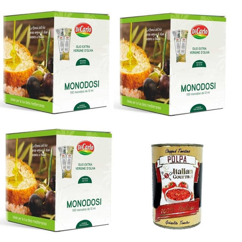 Di Carlo Natives Olivenöl Extra HO.RE.CA 300 Einzeldosen à 12 ml italienisch Original Pastasauce + kostenlos polpa 400 g